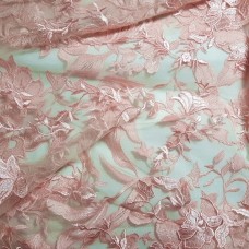 Ткань Сетка с вышивкой (розовый)